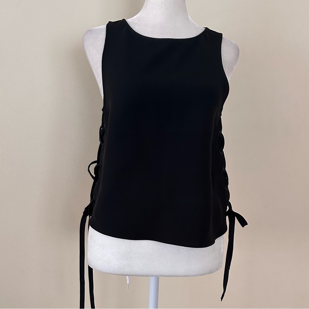 Rag & Bone Eliza black lace up tank